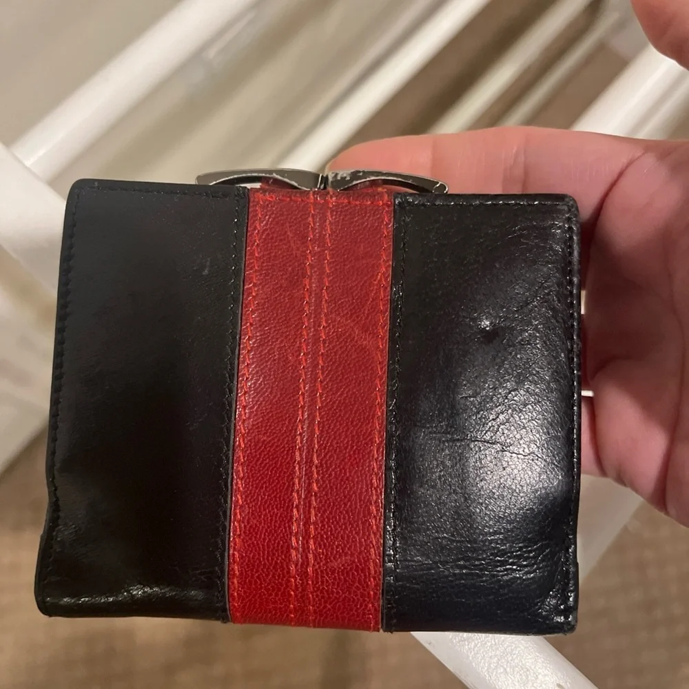 Dior Black and Red Leather Bifold Wallet